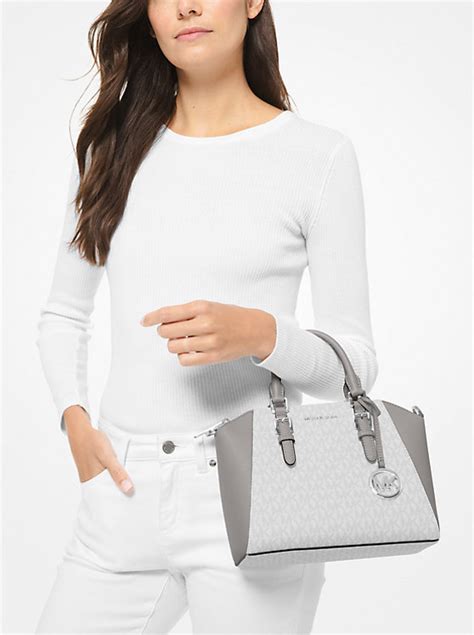 michael kors ciara tote small|Ciara Medium Logo and Leather Satchel .